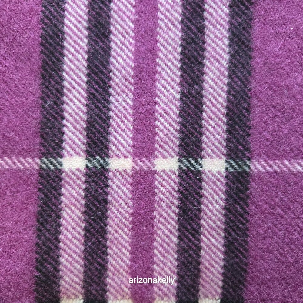 Cashmere Purple Plaid Fringed Scarf Lord & Taylor - Picture 8 of 12